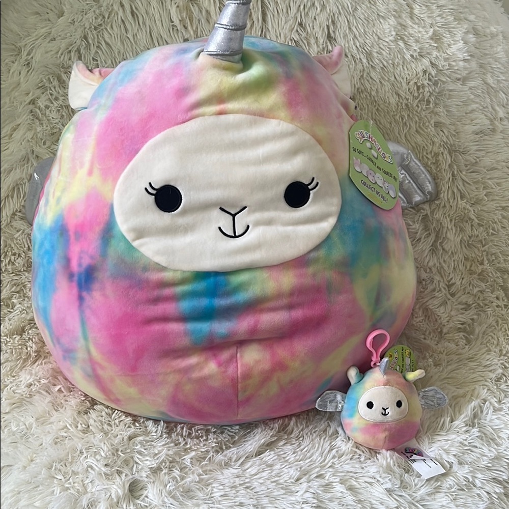 Squishmallow Unicorn 2 piece set. 16 inch and 3 inch keychain